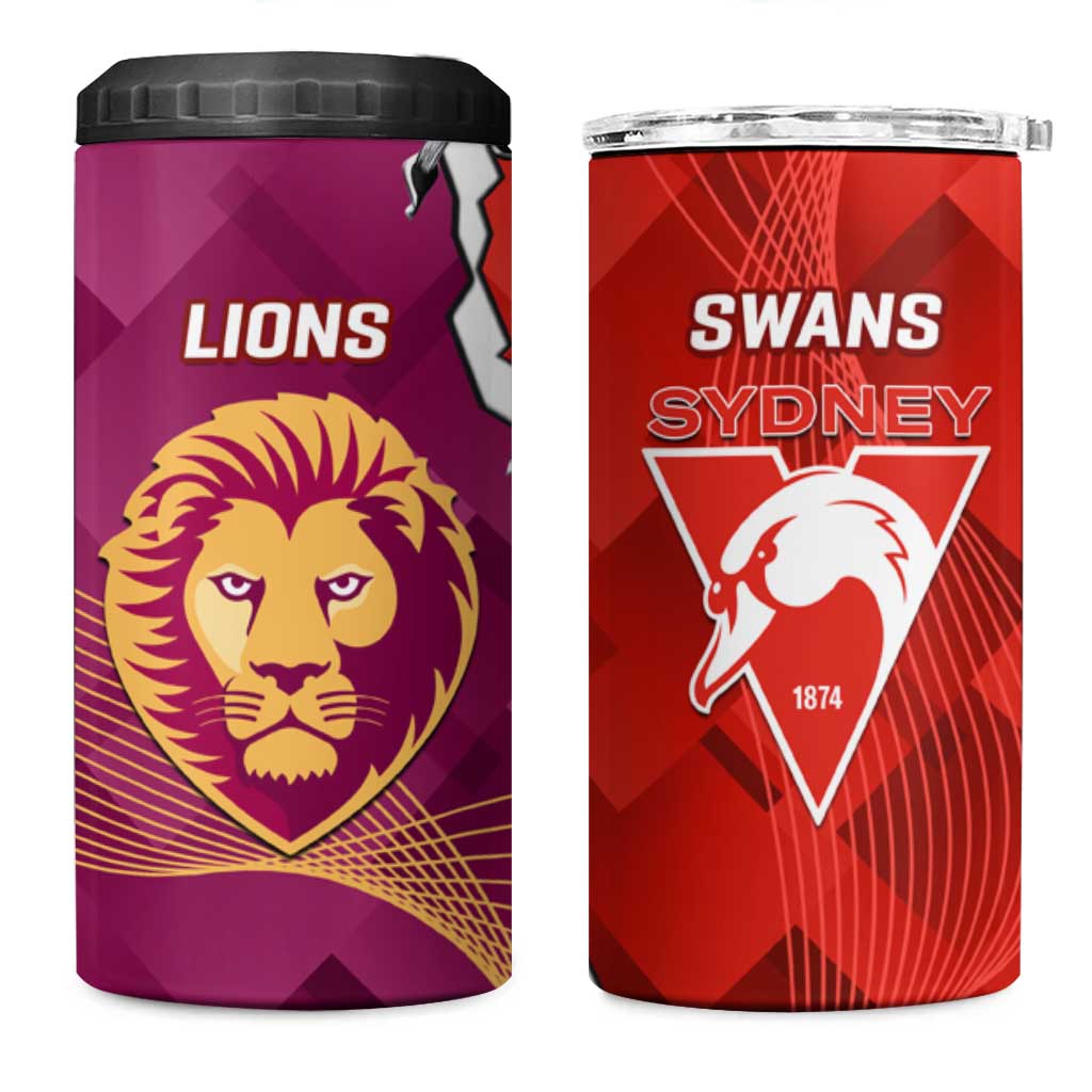 Swans And Lions Football 4 in 1 Can Cooler Tumbler 2024 Go Champions Final Dynamic Version