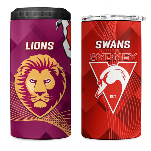 Swans And Lions Football 4 in 1 Can Cooler Tumbler 2024 Go Champions Final Dynamic Version