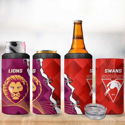 Swans And Lions Football 4 in 1 Can Cooler Tumbler 2024 Go Champions Final Dynamic Version