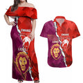 Custom Swans And Lions Football Couples Matching Off Shoulder Maxi Dress and Hawaiian Shirt 2024 Go Champions Final Dynamic Version