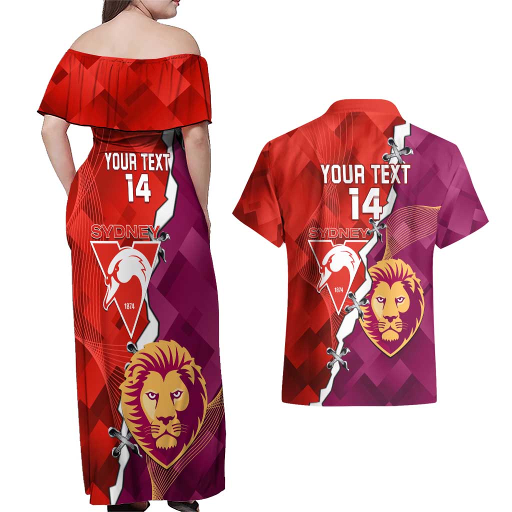 Custom Swans And Lions Football Couples Matching Off Shoulder Maxi Dress and Hawaiian Shirt 2024 Go Champions Final Dynamic Version