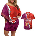 Custom Swans And Lions Football Couples Matching Off Shoulder Short Dress and Hawaiian Shirt 2024 Go Champions Final Dynamic Version