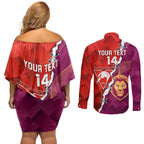Custom Swans And Lions Football Couples Matching Off Shoulder Short Dress and Long Sleeve Button Shirt 2024 Go Champions Final Dynamic Version