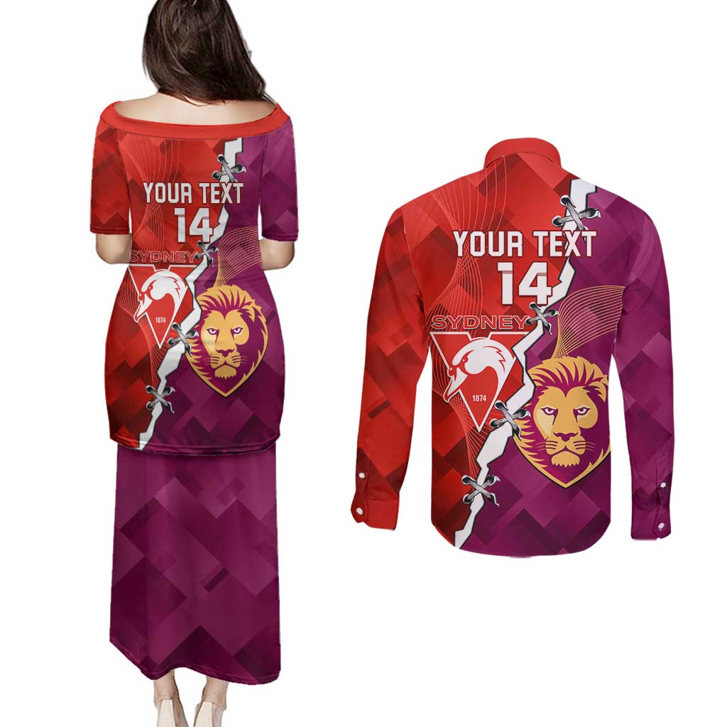 Custom Swans And Lions Football Couples Matching Puletasi and Long Sleeve Button Shirt 2024 Go Champions Final Dynamic Version