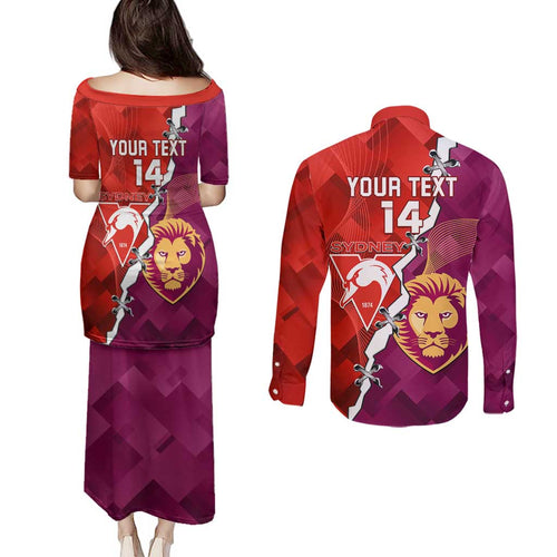 Custom Swans And Lions Football Couples Matching Puletasi and Long Sleeve Button Shirt 2024 Go Champions Final Dynamic Version