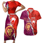 Custom Swans And Lions Football Couples Matching Short Sleeve Bodycon Dress and Hawaiian Shirt 2024 Go Champions Final Dynamic Version