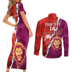 Custom Swans And Lions Football Couples Matching Short Sleeve Bodycon Dress and Long Sleeve Button Shirt 2024 Go Champions Final Dynamic Version