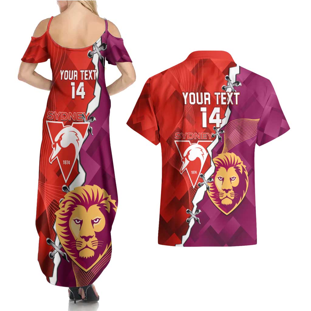 Custom Swans And Lions Football Couples Matching Summer Maxi Dress and Hawaiian Shirt 2024 Go Champions Final Dynamic Version
