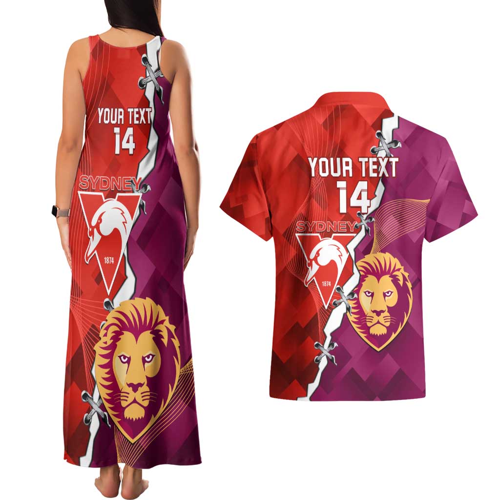 Custom Swans And Lions Football Couples Matching Tank Maxi Dress and Hawaiian Shirt 2024 Go Champions Final Dynamic Version