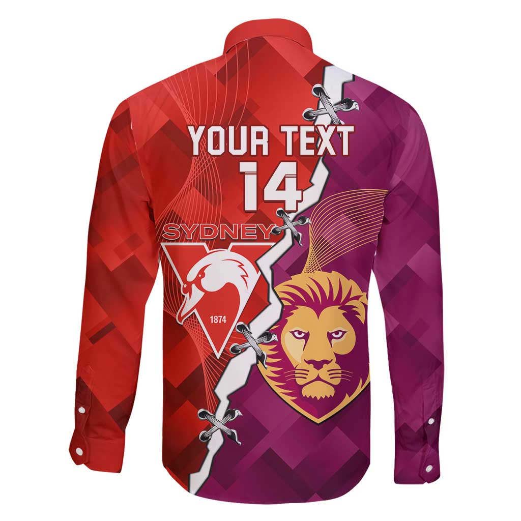Custom Swans And Lions Football Family Matching Long Sleeve Bodycon Dress and Hawaiian Shirt 2024 Go Champions Final Dynamic Version