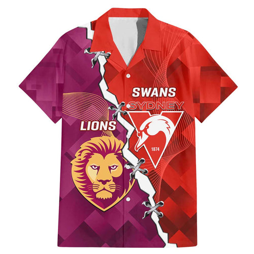 Custom Swans And Lions Football Family Matching Mermaid Dress and Hawaiian Shirt 2024 Go Champions Final Dynamic Version