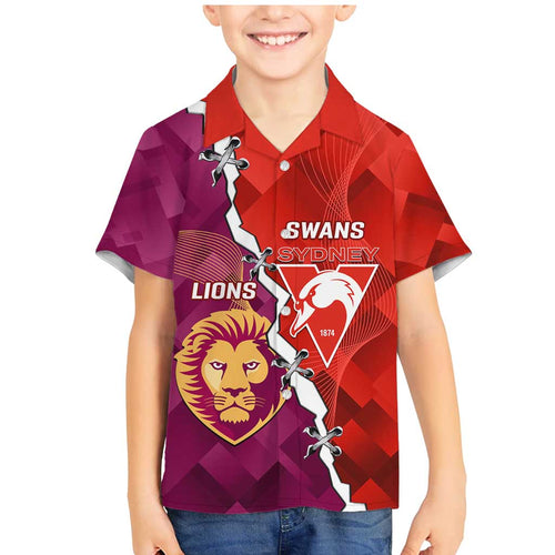 Custom Swans And Lions Football Family Matching Mermaid Dress and Hawaiian Shirt 2024 Go Champions Final Dynamic Version