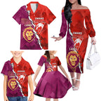 Custom Swans And Lions Football Family Matching Off The Shoulder Long Sleeve Dress and Hawaiian Shirt 2024 Go Champions Final Dynamic Version