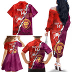 Custom Swans And Lions Football Family Matching Off The Shoulder Long Sleeve Dress and Hawaiian Shirt 2024 Go Champions Final Dynamic Version
