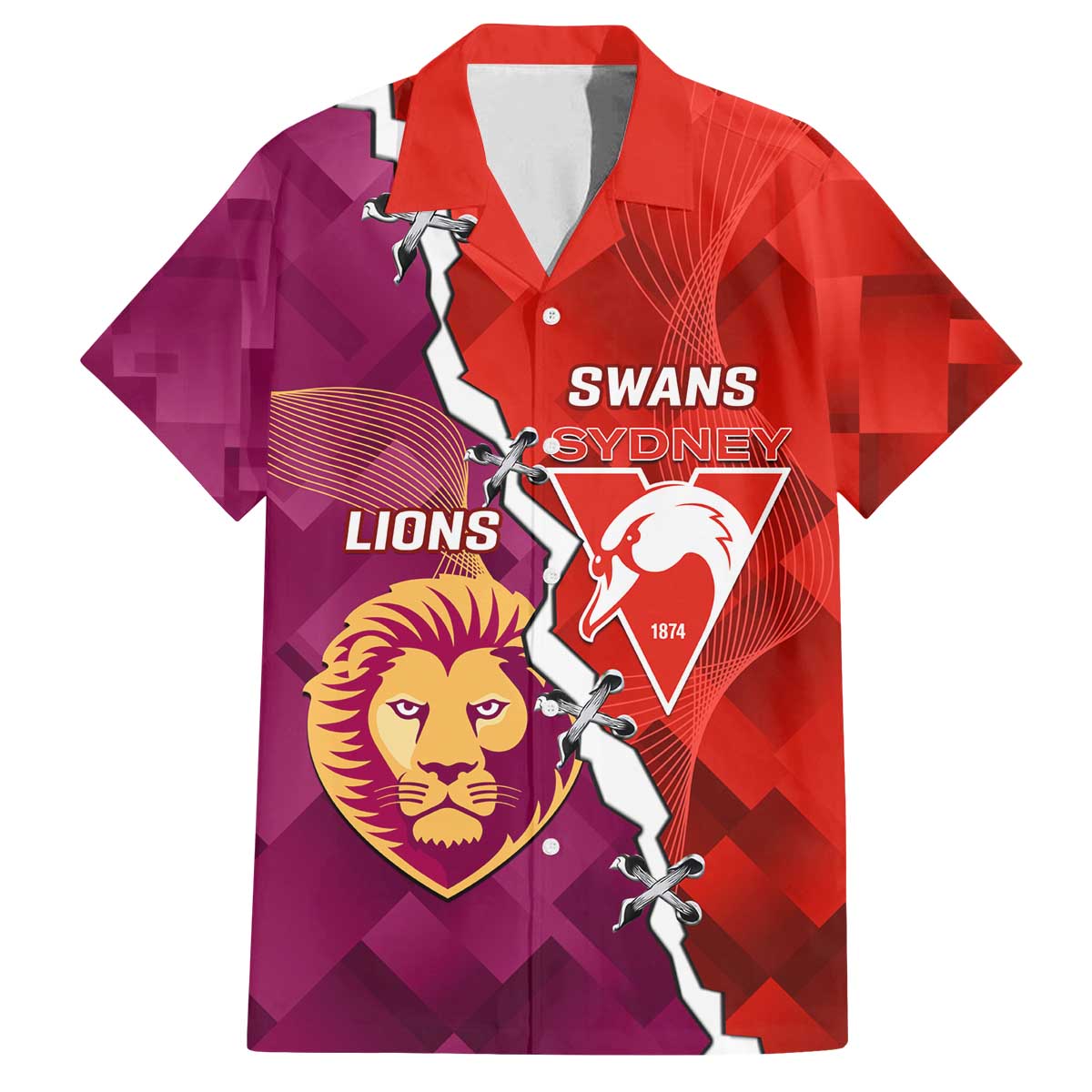 Custom Swans And Lions Football Family Matching Off The Shoulder Long Sleeve Dress and Hawaiian Shirt 2024 Go Champions Final Dynamic Version