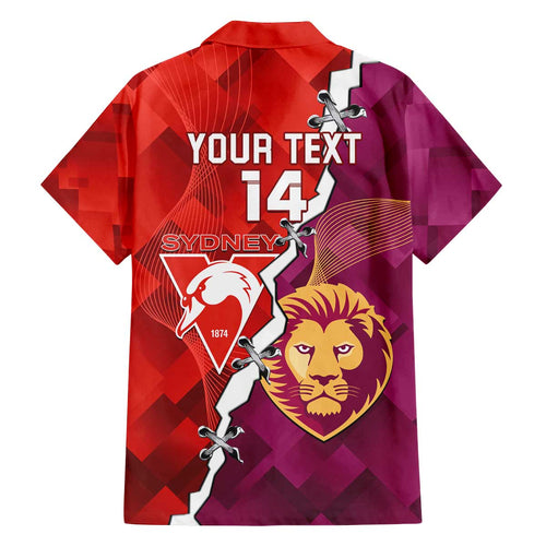 Custom Swans And Lions Football Family Matching Off The Shoulder Long Sleeve Dress and Hawaiian Shirt 2024 Go Champions Final Dynamic Version