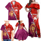 Custom Swans And Lions Football Family Matching Off Shoulder Maxi Dress and Hawaiian Shirt 2024 Go Champions Final Dynamic Version
