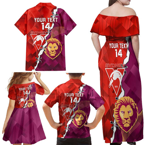 Custom Swans And Lions Football Family Matching Off Shoulder Maxi Dress and Hawaiian Shirt 2024 Go Champions Final Dynamic Version