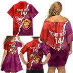 Custom Swans And Lions Football Family Matching Off Shoulder Short Dress and Hawaiian Shirt 2024 Go Champions Final Dynamic Version
