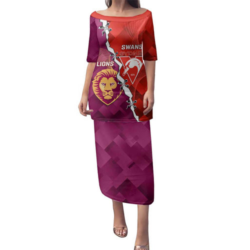 Custom Swans And Lions Football Family Matching Puletasi and Hawaiian Shirt 2024 Go Champions Final Dynamic Version