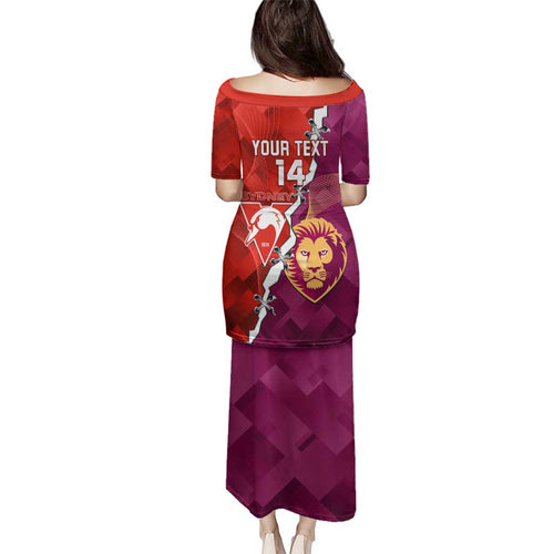 Custom Swans And Lions Football Family Matching Puletasi and Hawaiian Shirt 2024 Go Champions Final Dynamic Version