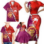 Custom Swans And Lions Football Family Matching Short Sleeve Bodycon Dress and Hawaiian Shirt 2024 Go Champions Final Dynamic Version