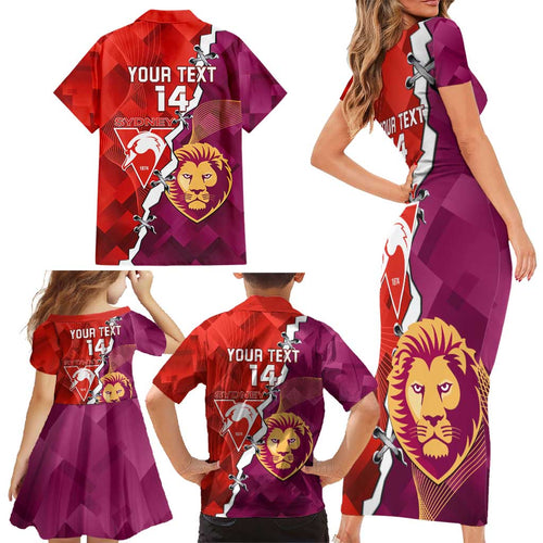 Custom Swans And Lions Football Family Matching Short Sleeve Bodycon Dress and Hawaiian Shirt 2024 Go Champions Final Dynamic Version