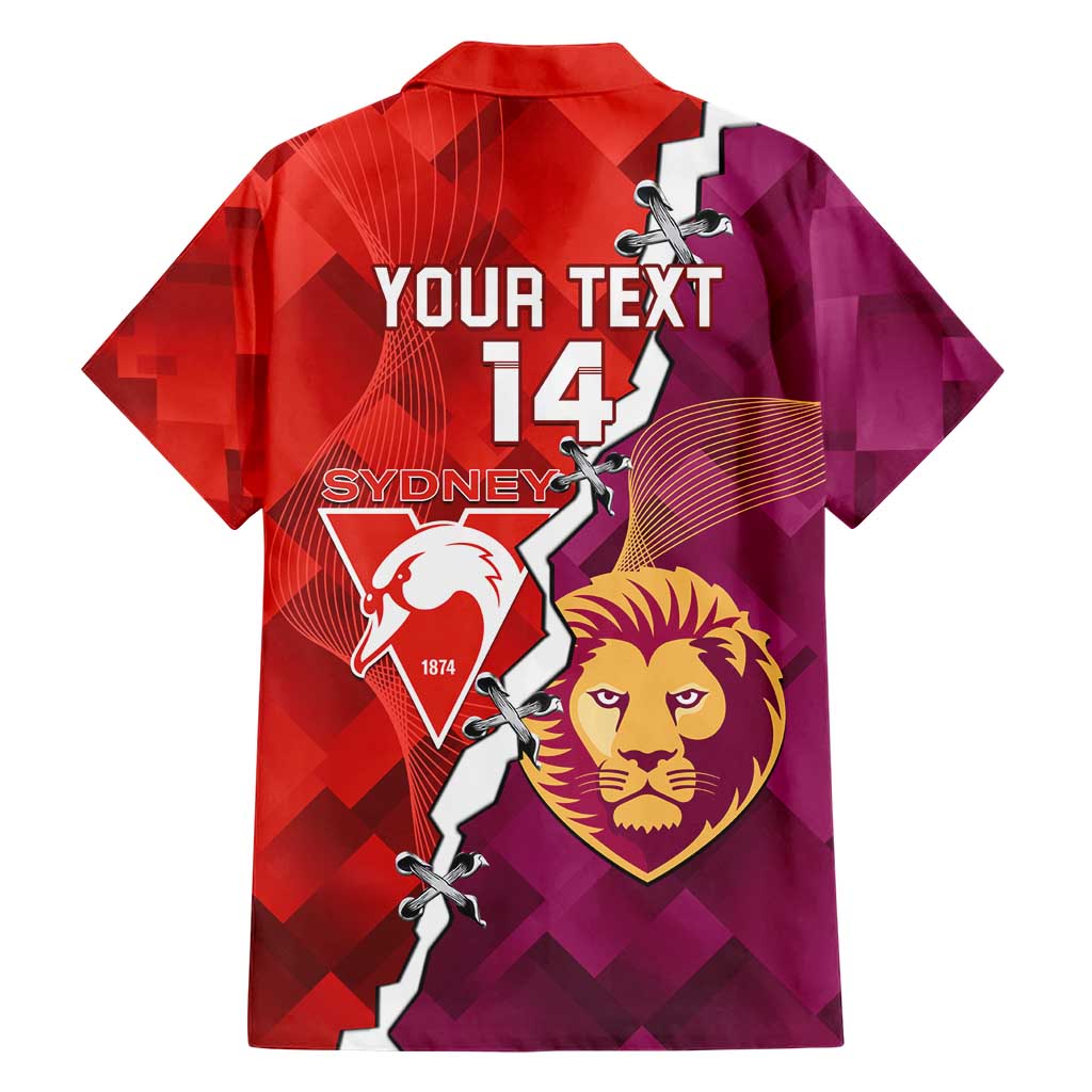 Custom Swans And Lions Football Family Matching Short Sleeve Bodycon Dress and Hawaiian Shirt 2024 Go Champions Final Dynamic Version