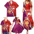 Custom Swans And Lions Football Family Matching Summer Maxi Dress and Hawaiian Shirt 2024 Go Champions Final Dynamic Version