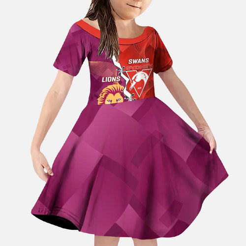 Custom Swans And Lions Football Family Matching Summer Maxi Dress and Hawaiian Shirt 2024 Go Champions Final Dynamic Version