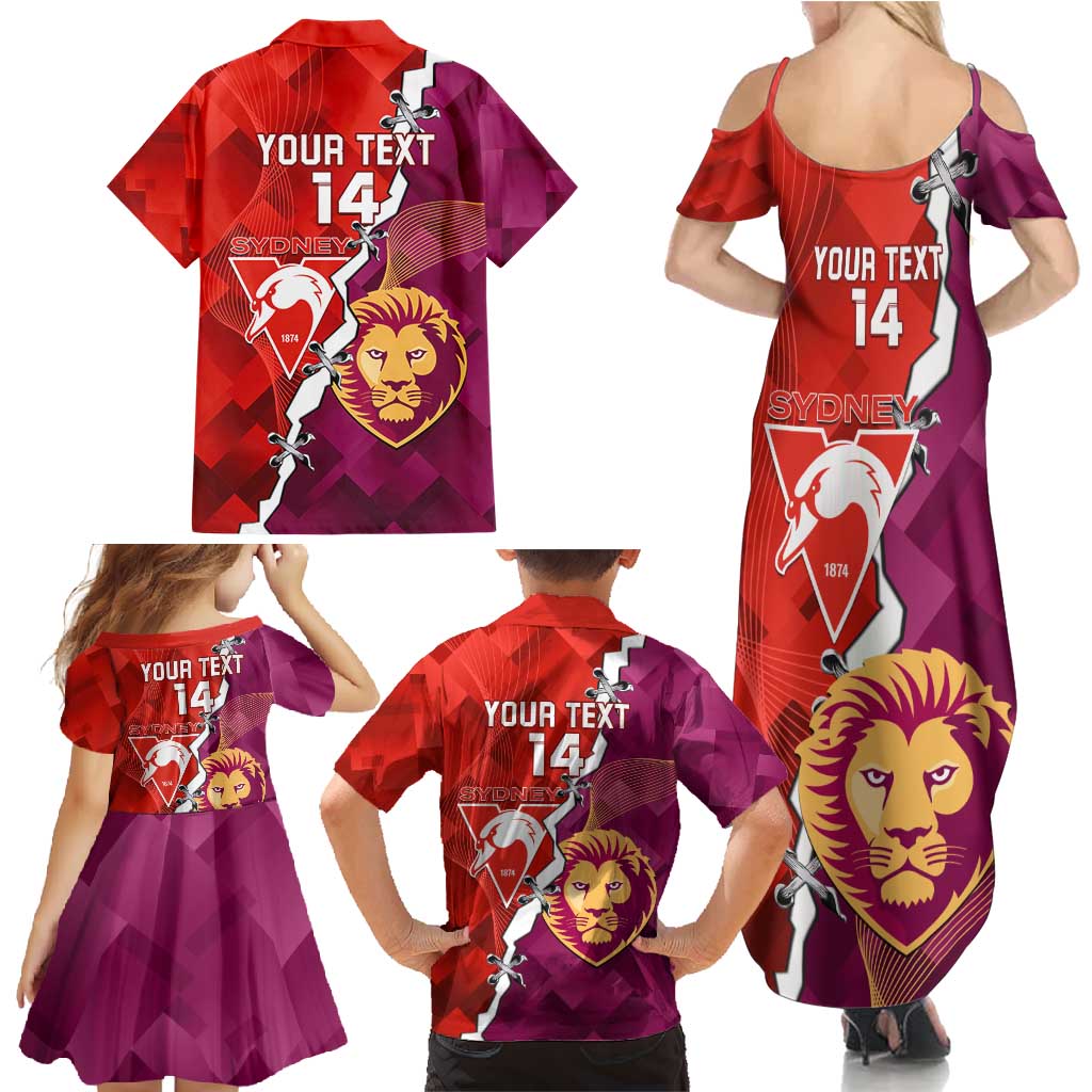Custom Swans And Lions Football Family Matching Summer Maxi Dress and Hawaiian Shirt 2024 Go Champions Final Dynamic Version