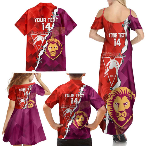 Custom Swans And Lions Football Family Matching Summer Maxi Dress and Hawaiian Shirt 2024 Go Champions Final Dynamic Version