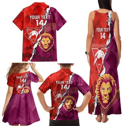 Custom Swans And Lions Football Family Matching Tank Maxi Dress and Hawaiian Shirt 2024 Go Champions Final Dynamic Version