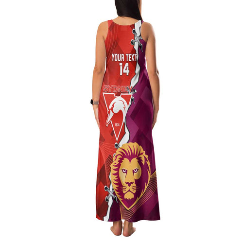 Custom Swans And Lions Football Family Matching Tank Maxi Dress and Hawaiian Shirt 2024 Go Champions Final Dynamic Version