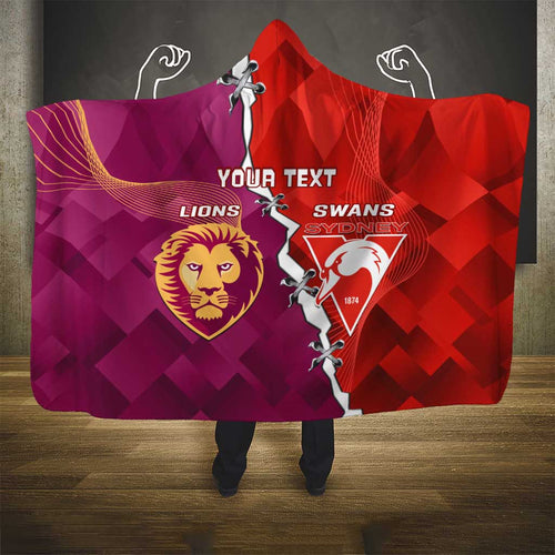 Custom Swans And Lions Football Hooded Blanket 2024 Go Champions Final Dynamic Version