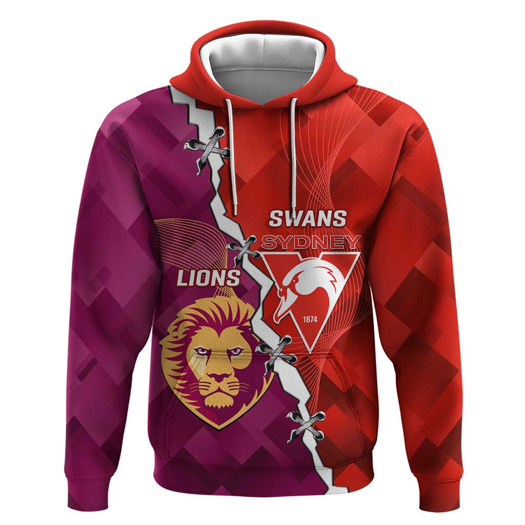 Custom Swans And Lions Football Hoodie 2024 Go Champions Final Dynamic Version