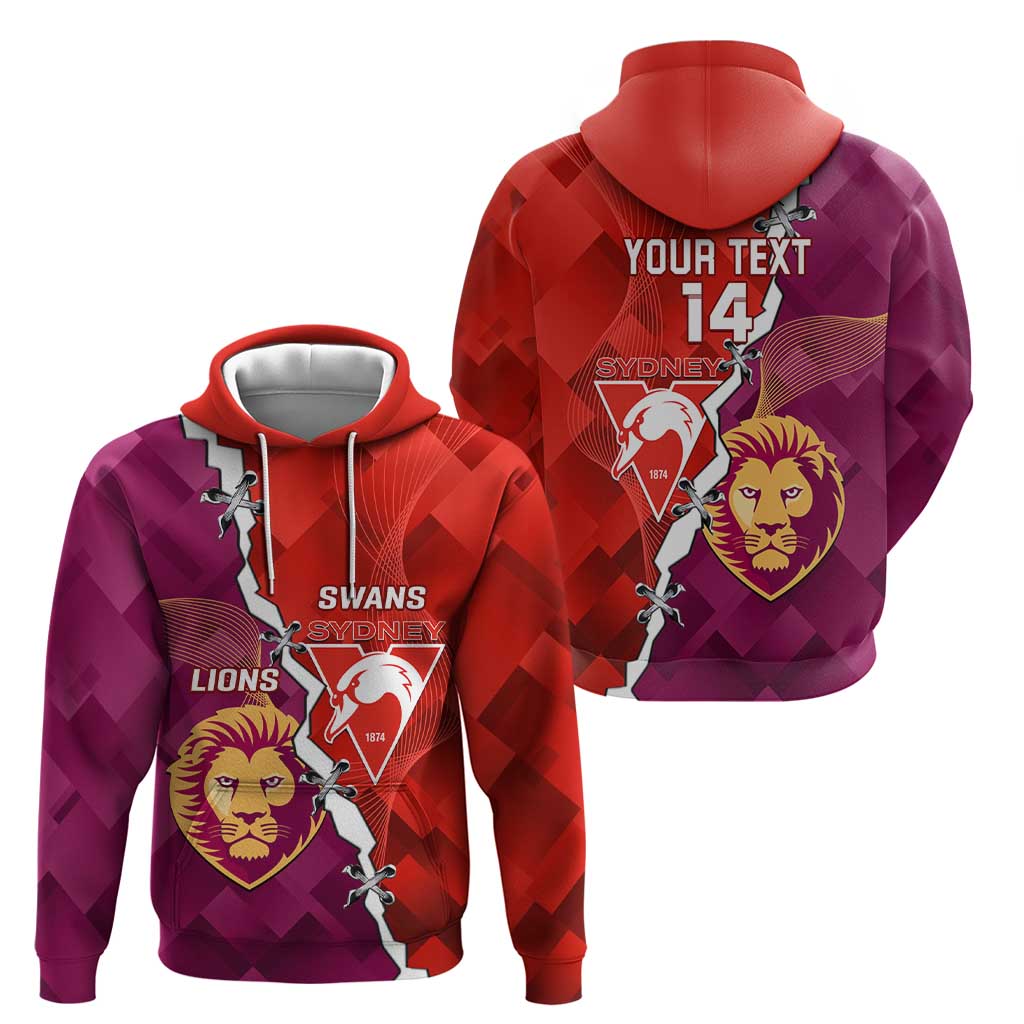 Custom Swans And Lions Football Hoodie 2024 Go Champions Final Dynamic Version