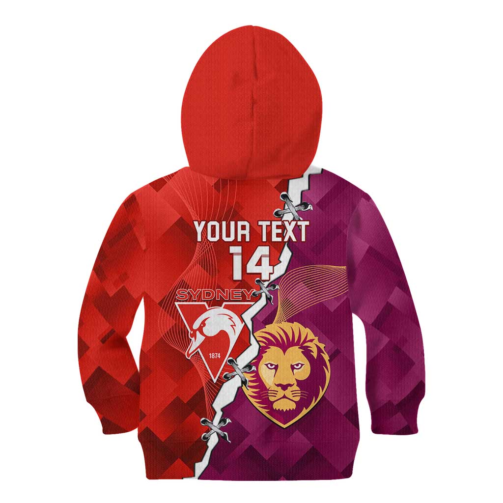 Custom Swans And Lions Football Kid Hoodie 2024 Go Champions Final Dynamic Version