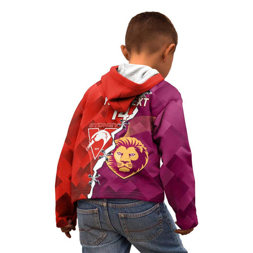 Custom Swans And Lions Football Kid Hoodie 2024 Go Champions Final Dynamic Version