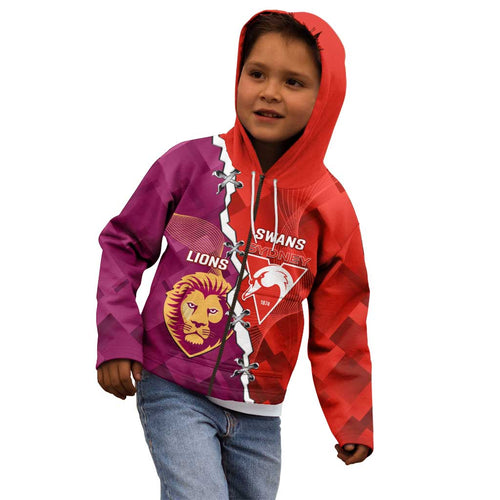 Custom Swans And Lions Football Kid Hoodie 2024 Go Champions Final Dynamic Version