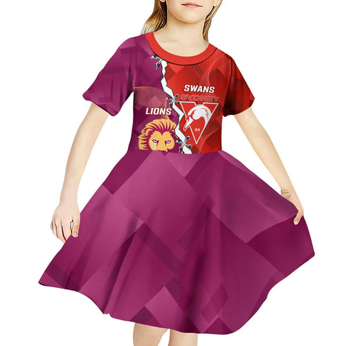 Custom Swans And Lions Football Kid Short Sleeve Dress 2024 Go Champions Final Dynamic Version
