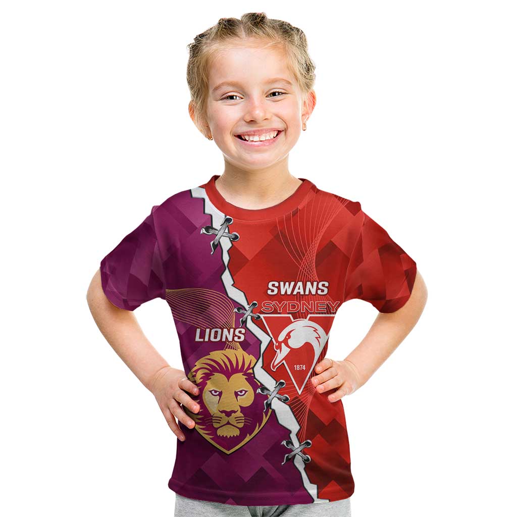 Custom Swans And Lions Football Kid T Shirt 2024 Go Champions Final Dynamic Version