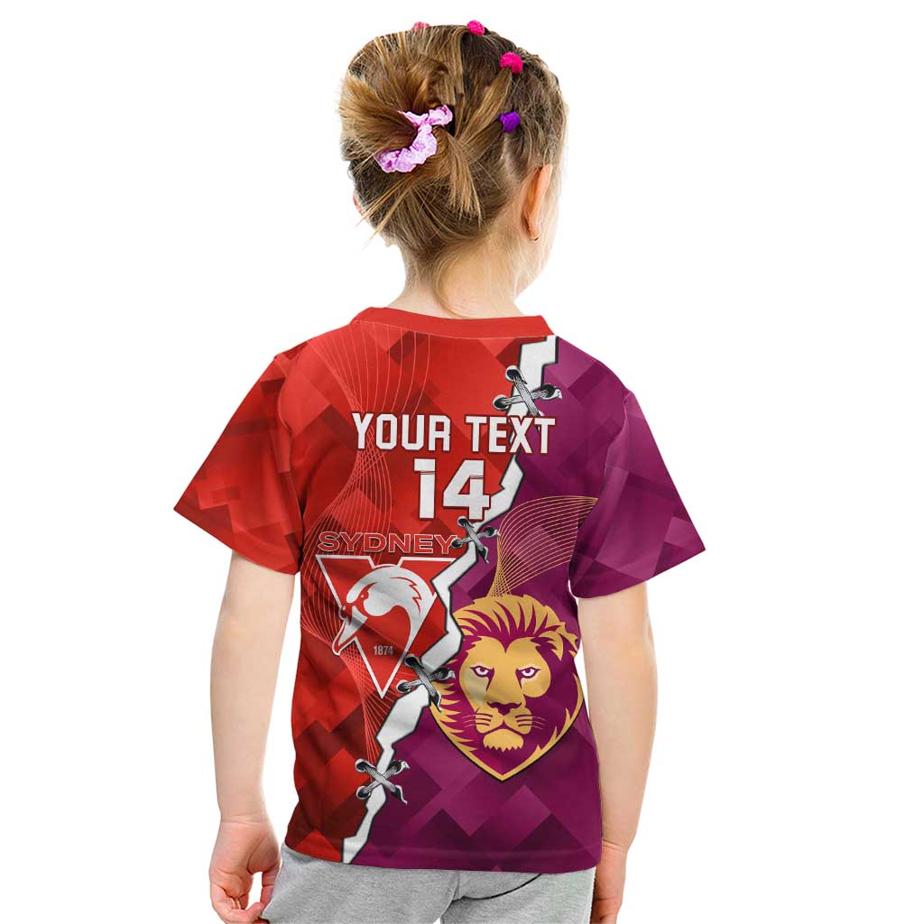 Custom Swans And Lions Football Kid T Shirt 2024 Go Champions Final Dynamic Version