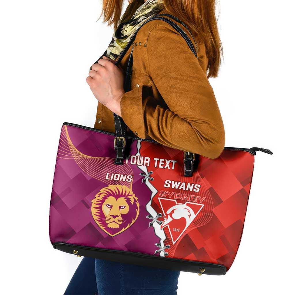 Custom Swans And Lions Football Leather Tote Bag 2024 Go Champions Final Dynamic Version