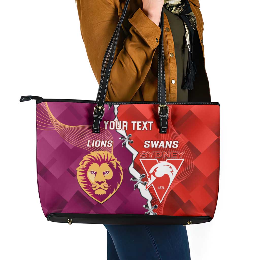Custom Swans And Lions Football Leather Tote Bag 2024 Go Champions Final Dynamic Version