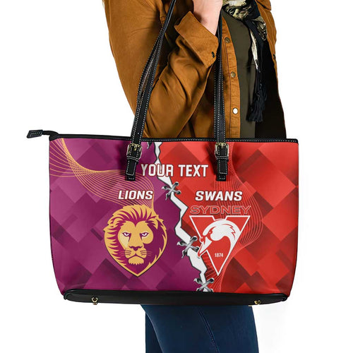 Custom Swans And Lions Football Leather Tote Bag 2024 Go Champions Final Dynamic Version