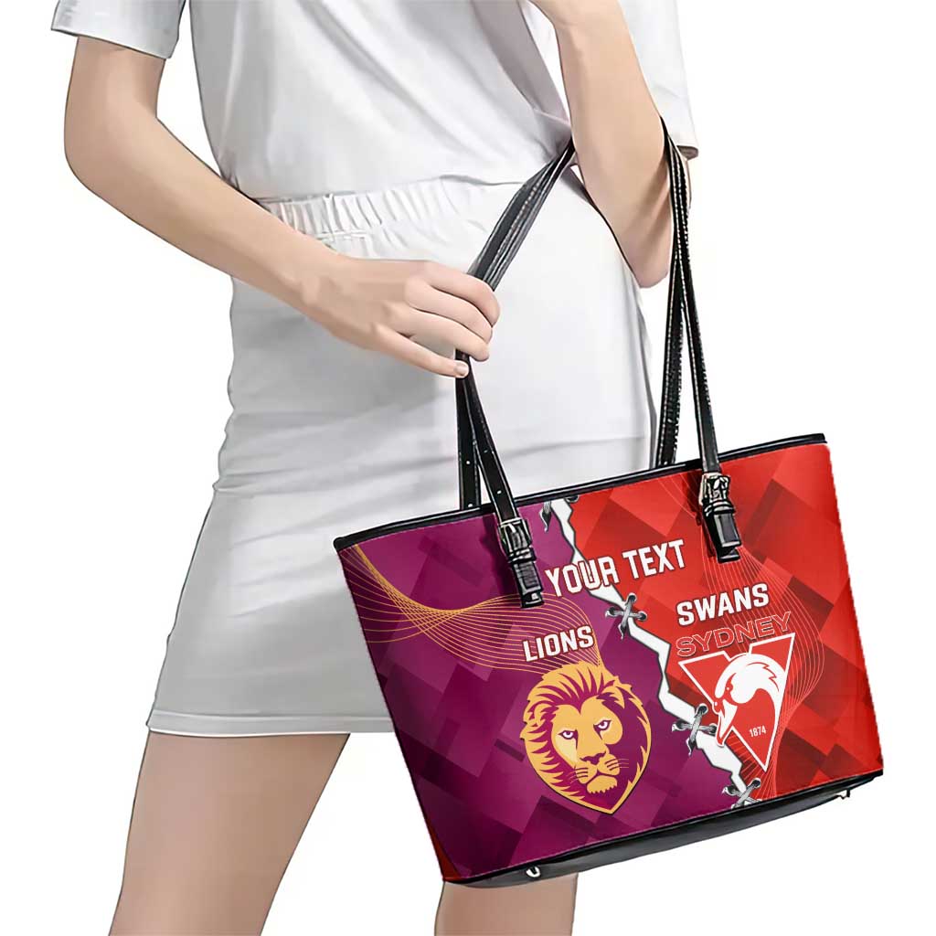 Custom Swans And Lions Football Leather Tote Bag 2024 Go Champions Final Dynamic Version