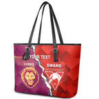 Custom Swans And Lions Football Leather Tote Bag 2024 Go Champions Final Dynamic Version