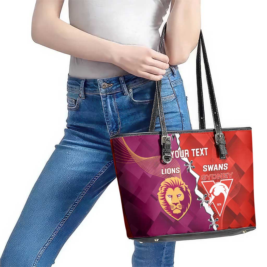 Custom Swans And Lions Football Leather Tote Bag 2024 Go Champions Final Dynamic Version