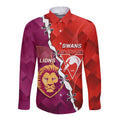 Custom Swans And Lions Football Long Sleeve Button Shirt 2024 Go Champions Final Dynamic Version